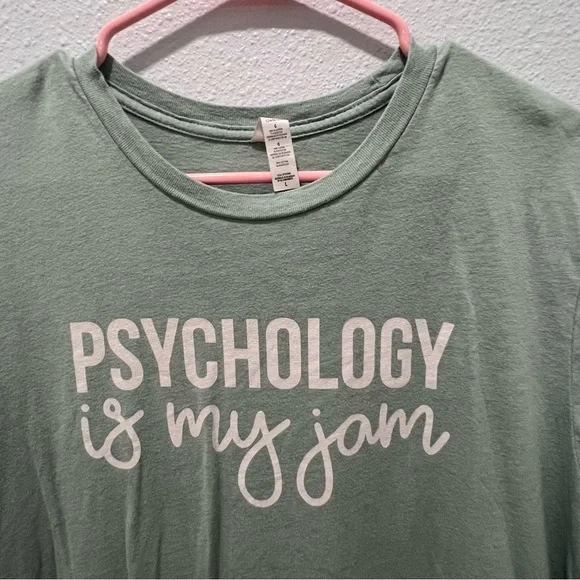 Psychology is my Jam Sage Green Graphic Tee L - Picture 2 of 3